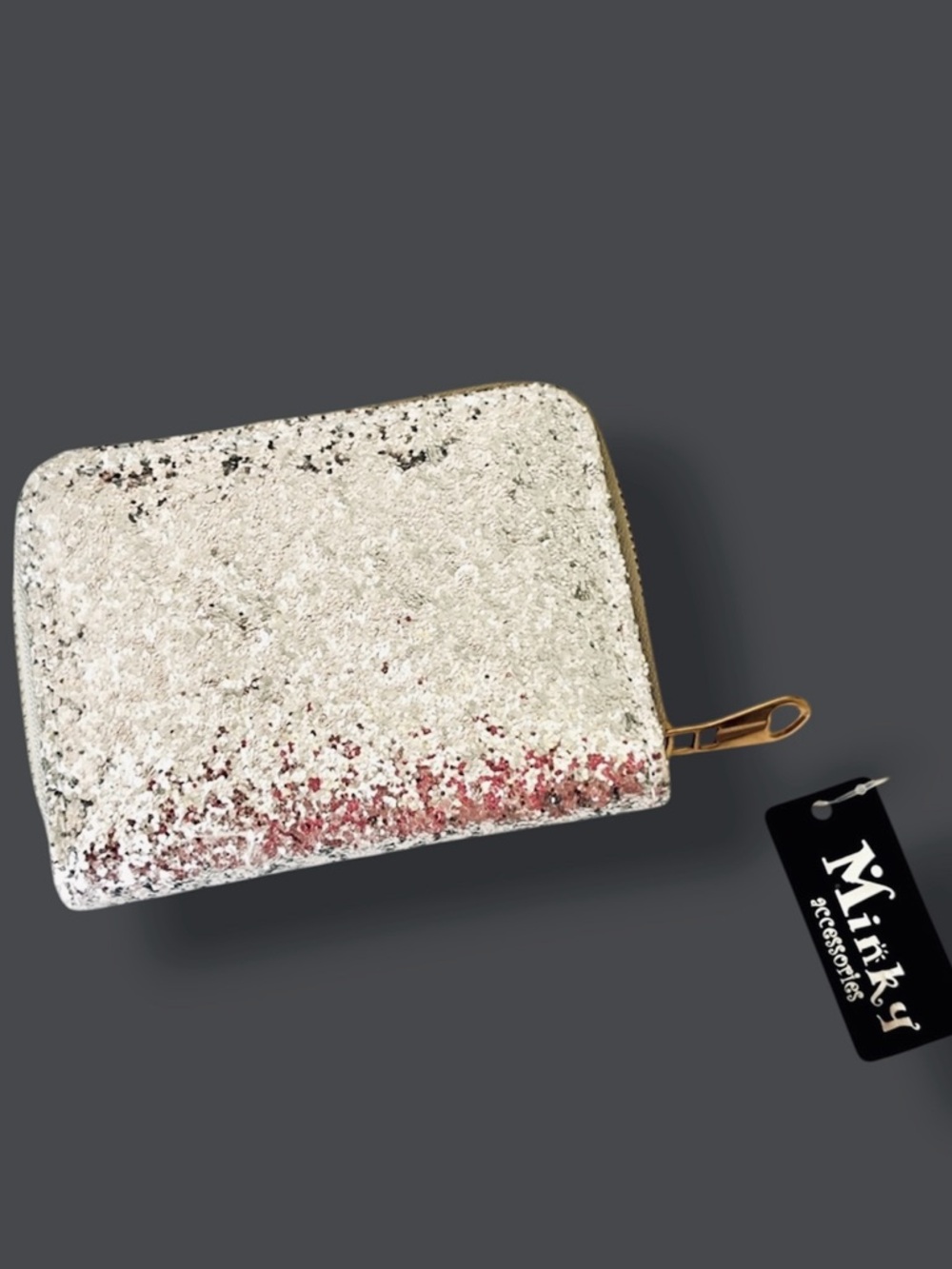 MINKY Silver Glitter Glam Wallet Clutch -Going Out Evening Party Club Prom